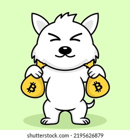 Vector illustration of premium cute dog doing weightlifting
