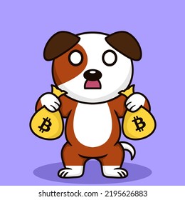 Vector illustration of premium cute dog doing weightlifting
