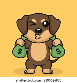 Ilustración vectorial de perro lindo premium haciendo levantamiento de pesas