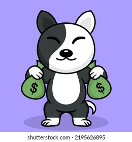 Vector illustration of premium cute dog doing weightlifting