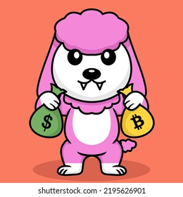 Vector illustration of premium cute dog doing weightlifting