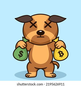 Vector illustration of premium cute dog doing weightlifting