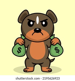 Ilustración vectorial de perro lindo premium haciendo levantamiento de pesas