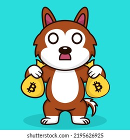 Vector illustration of premium cute dog doing weightlifting