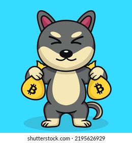 Vector illustration of premium cute dog doing weightlifting