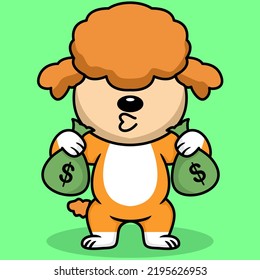 Ilustración vectorial de perro lindo premium haciendo levantamiento de pesas