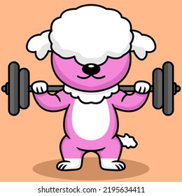 Vector illustration of premium cute dog doing weightlifting