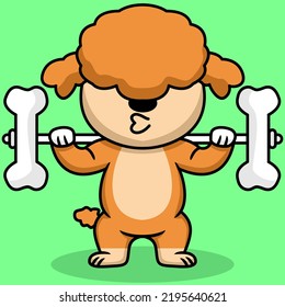 Vector illustration of premium cute dog doing bone lifting