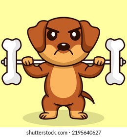 Vector illustration of premium cute dog doing bone lifting