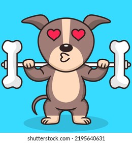 Vector illustration of premium cute dog doing bone lifting