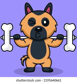 Vector illustration of premium cute dog doing bone lifting