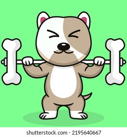 Vector illustration of premium cute dog doing bone lifting