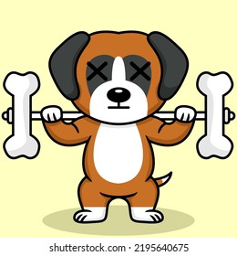 Vector illustration of premium cute dog doing bone lifting
