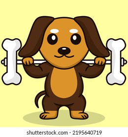 Vector illustration of premium cute dog doing bone lifting