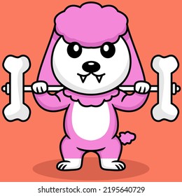 Vector illustration of premium cute dog doing bone lifting