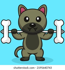 Vector illustration of premium cute dog doing bone lifting