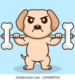 Vector illustration of premium cute dog doing bone lifting
