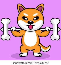 Vector illustration of premium cute dog doing bone lifting