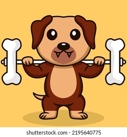 Vector illustration of premium cute dog doing bone lifting