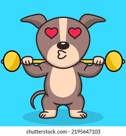 Vector illustration of premium cute dog doing sport lifting gold