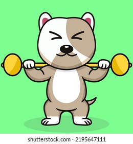 Vector illustration of premium cute dog doing sport lifting gold