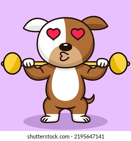 Vector illustration of premium cute dog doing sport lifting gold