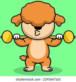 Vector illustration of premium cute dog doing sport lifting gold