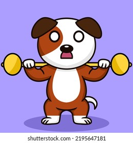 Vector illustration of premium cute dog doing sport lifting gold