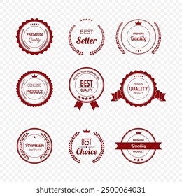 Vector illustration of premium high quality labels. Collection of vintage badges and seals. Perfect for luxury tags and stamps.