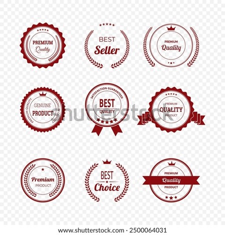 Vector illustration of premium high quality labels. Collection of vintage badges and seals. Perfect for luxury tags and stamps.