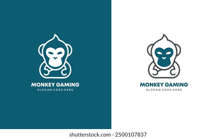 Vector illustration premium Icon Monkey Mascots Gaming Logo design template.	