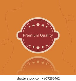 Vector illustration of premium quality badge. Minimalistic icon in retro style on the orange background.