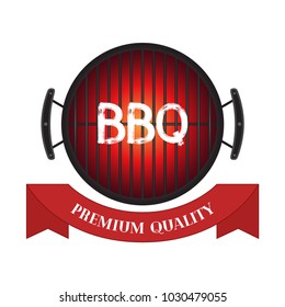 Vector illustration of premium quality meat, barbecue grill icon, bbq concept. Made in cartoon flat style