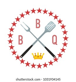 Vector illustration of premium quality meat, barbecue grill icon, bbq concept. Made in cartoon flat style