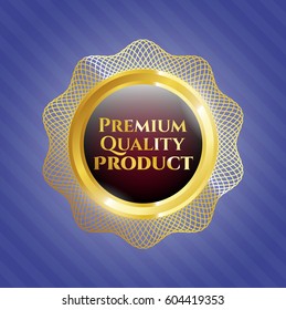 Vektorgrafik des goldenen Emblems von Premium-Qualität mit blauem Hintergrund

