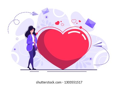 Vector illustration, preparation for Valentine's Day, big heart, love holiday symbol - Vector