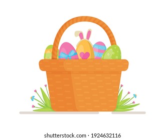  Vector illustration of preparing a basket for holy Easter.