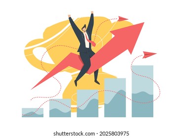 vector illustration preparing a start up business project Career rise to success. Flat color icon. Business analysis vector.