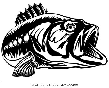 Vector illustration of prerch fish and fishing rod. Vector illustration can be used for creating logos and emblems for fishing clubs, prints, web and other crafts.