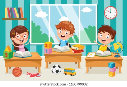 Ilustración vectorial de niños preescolares