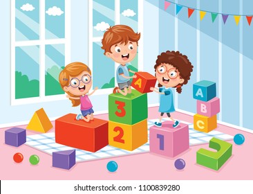 Vector Illustration Of Preschool Children