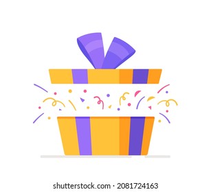 Vector illustration of present confetti. Isolated on white background present confetti for new year with open lid. 