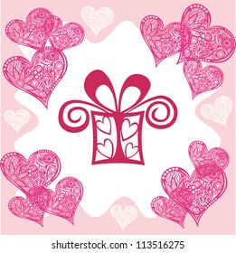 Vector  illustration of present love romantic hearts