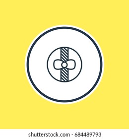 Vector Illustration Of Present Outline. Beautiful Feast Element Also Can Be Used As Gift Element.