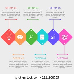 Vector illustration of Presentation business infographic template with colorful 6 options.