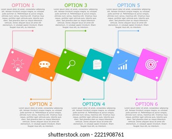 Vector illustration of Presentation business infographic template with colorful 6 options.