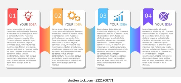 Vector illustration of Presentation business infographic template with colorful  square 4 options.

