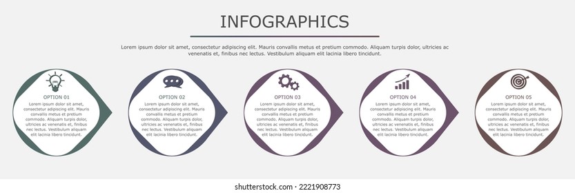 Vector illustration of Presentation business infographic template with dark tone circle 5 options.
