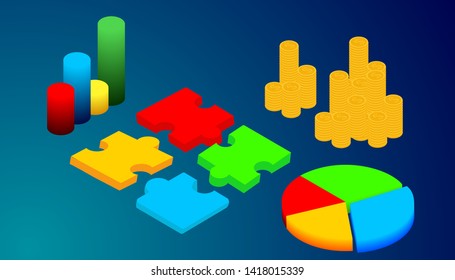   vector illustration  presentation infographic  design summary results  database of business  for background.