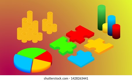   vector illustration  presentation infographic  design summary results  database of business  for background.